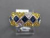ESTATE WIDE 2.37CT DIAMOND & AAA BLUE & YELLOW SAPPHIRE 18K 2 TONE GOLD FUN RING