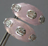 LARGE 37.55CT DIAMOND & AAA PINK QUARTZ 18KT WHITE GOLD CLIP ON HANGING EARRINGS