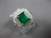 LARGE 2.01CT DIAMOND & AAA EMERALD 18K WHITE GOLD 3D DOUBLE HALO ENGAGEMENT RING
