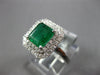 LARGE 2.01CT DIAMOND & AAA EMERALD 18K WHITE GOLD 3D DOUBLE HALO ENGAGEMENT RING