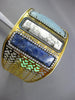 LARGE 31.51CT DIAMOND & AAA MULTI GEM 18KT YELLOW GOLD MESH FUN BANGLE BRACELET