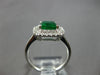 LARGE 2.01CT DIAMOND & AAA EMERALD 18K WHITE GOLD 3D DOUBLE HALO ENGAGEMENT RING