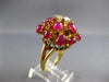 ANTIQUE 8.50CT DIAMOND & AAA RUBY 14KT YELLOW GOLD 3D FLOWER FUN RING