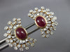LARGE 7.37CT DIAMOND & AAA RUBY 14K ROSE GOLD ROUND & BAGUETTE OVAL FUN EARRINGS