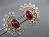 LARGE 7.37CT DIAMOND & AAA RUBY 14K ROSE GOLD ROUND & BAGUETTE OVAL FUN EARRINGS