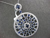 4.11CT DIAMOND & AAA SAPPHIRE 14K WHITE GOLD CIRCULAR SUN BURST FLOATING PENDANT
