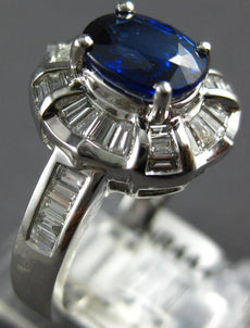 2.56CT DIAMOND & AAA SAPPHIRE 18KT WHITE GOLD 3D OVAL BALLERINA ENGAGEMENT RING