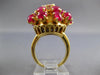ANTIQUE 8.50CT DIAMOND & AAA RUBY 14KT YELLOW GOLD 3D FLOWER FUN RING