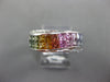 2.72CT DIAMOND & AAA MULTI COLOR SAPPHIRE 14K WHITE GOLD PRINCESS INVISIBLE RING