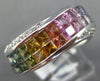2.72CT DIAMOND & AAA MULTI COLOR SAPPHIRE 14K WHITE GOLD PRINCESS INVISIBLE RING
