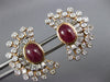 LARGE 7.37CT DIAMOND & AAA RUBY 14K ROSE GOLD ROUND & BAGUETTE OVAL FUN EARRINGS