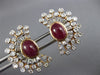 LARGE 7.37CT DIAMOND & AAA RUBY 14K ROSE GOLD ROUND & BAGUETTE OVAL FUN EARRINGS