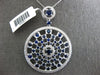 4.11CT DIAMOND & AAA SAPPHIRE 14K WHITE GOLD CIRCULAR SUN BURST FLOATING PENDANT