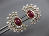 LARGE 7.37CT DIAMOND & AAA RUBY 14K ROSE GOLD ROUND & BAGUETTE OVAL FUN EARRINGS