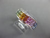 2.72CT DIAMOND & AAA MULTI COLOR SAPPHIRE 14K WHITE GOLD PRINCESS INVISIBLE RING