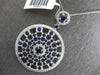 4.11CT DIAMOND & AAA SAPPHIRE 14K WHITE GOLD CIRCULAR SUN BURST FLOATING PENDANT