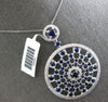 4.11CT DIAMOND & AAA SAPPHIRE 14K WHITE GOLD CIRCULAR SUN BURST FLOATING PENDANT