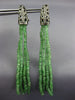 ESTATE LARGE .48CT DIAMOND & AAA EMERALD 14K WHITE GOLD CLIP ON HANGING EARRINGS