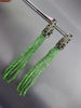ESTATE LARGE .48CT DIAMOND & AAA EMERALD 14K WHITE GOLD CLIP ON HANGING EARRINGS