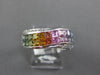 2.72CT DIAMOND & AAA MULTI COLOR SAPPHIRE 14K WHITE GOLD PRINCESS INVISIBLE RING