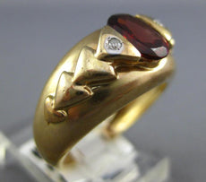 .73CT DIAMOND & AAA GARNET 14KT YELLOW GOLD 3D OVAL ETOILE TRIANGULAR FUN RING