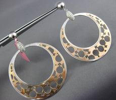 EXTRA LARGE .60CT DIAMOND 14KT WHITE & ROSE GOLD CIRCULAR HOOP HANGING EARRINGS