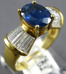 2.7CT DIAMOND & AAA SAPPHIRE 14K YELLOW GOLD OVAL & BAGUETTE BOW ENGAGEMENT RING
