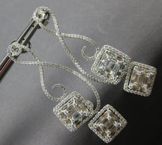 LARGE 4.11CT DIAMOND 18KT WHITE GOLD CLUSTER INVISIBLE INFINITY HANGING EARRINGS
