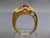 ESTATE 4.14CT DIAMOND & AAA RUBY 18KT YELLOW GOLD CUSHION & BAGUETTE FLOWER RING