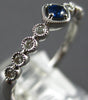 SMALL .17CT DIAMOND & AAA SAPPHIRE 14K WHITE GOLD ROUND SQUARE FILIGREE FUN RING