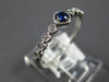 SMALL .17CT DIAMOND & AAA SAPPHIRE 14K WHITE GOLD ROUND SQUARE FILIGREE FUN RING