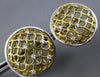 ESTATE LARGE .31CT DIAMOND 18KT 2 TONE GOLD CIRCULAR ETOILE CLIP ON FUN EARRINGS