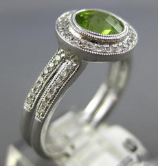 1.27CT DIAMOND & AAA PERIDOT 14KT WHITE GOLD ROUND HALO FILIGREE BEZEL FUN RING