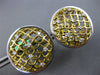 ESTATE LARGE .31CT DIAMOND 18KT 2 TONE GOLD CIRCULAR ETOILE CLIP ON FUN EARRINGS