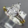 .93CT DIAMOND PLATINUM & 18K GOLD 3D PEAR SHAPE & BAGUETTE ENGAGEMENT RING #1894