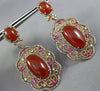 LARGE 3.10CT DIAMOND AAA SAPPHIRE & AGATE 14KT ROSE GOLD FLOWER HANGING EARRINGS