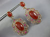 LARGE 3.10CT DIAMOND AAA SAPPHIRE & AGATE 14KT ROSE GOLD FLOWER HANGING EARRINGS