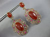 LARGE 3.10CT DIAMOND AAA SAPPHIRE & AGATE 14KT ROSE GOLD FLOWER HANGING EARRINGS