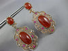 LARGE 3.10CT DIAMOND AAA SAPPHIRE & AGATE 14KT ROSE GOLD FLOWER HANGING EARRINGS