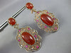 LARGE 3.10CT DIAMOND AAA SAPPHIRE & AGATE 14KT ROSE GOLD FLOWER HANGING EARRINGS