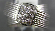 ESTATE .19CT DIAMOND 18KT WHITE GOLD MULTI ROW CRISS CROSS SQUARE PAVE FUN RING