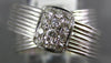 ESTATE .19CT DIAMOND 18KT WHITE GOLD MULTI ROW CRISS CROSS SQUARE PAVE FUN RING