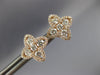 ESTATE .91CT DIAMOND 18K ROSE GOLD 3D CLASSIC 4 LEAF CLOVER FLOWER STUD EARRINGS