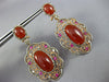 LARGE 3.10CT DIAMOND AAA SAPPHIRE & AGATE 14KT ROSE GOLD FLOWER HANGING EARRINGS