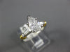 .93CT DIAMOND PLATINUM & 18K GOLD 3D PEAR SHAPE & BAGUETTE ENGAGEMENT RING #1894
