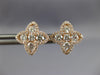 ESTATE .91CT DIAMOND 18K ROSE GOLD 3D CLASSIC 4 LEAF CLOVER FLOWER STUD EARRINGS
