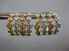 LARGE 1.98CT DIAMOND 18KT TRI COLOR GOLD MULTI ROW HUGGIE HOOP HANGING EARRINGS