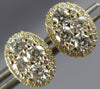 ESTATE 1.09CT DIAMOND 18KT YELLOW GOLD CLUSTER INVISIBLE OVAL HALO STUD EARRINGS