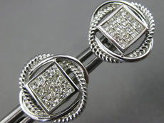 LARGE .59CT DIAMOND 14KT WHITE GOLD 3D PRINCESS INVISIBLE FLOWER STUD EARRINGS