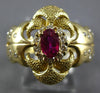 .79CT DIAMOND & AAA RUBY 14KT YELLOW GOLD OVAL & ROUND FLOWER FILIGREE FUN RING